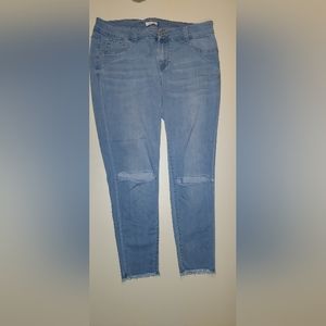 Blue Asphalt Skinny Ankle Ripped Knee Jeans